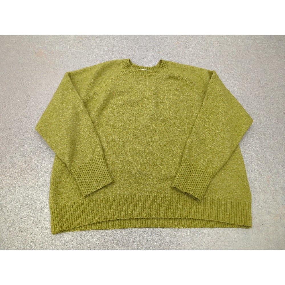 Old Navy Wool Blend Sweater Womens S chartreuse Green Cozy Oversized Pullover